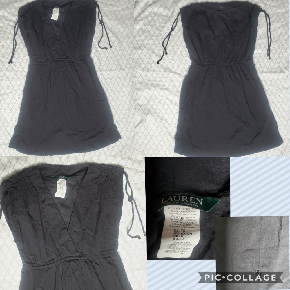 Ralph Lauren Tunic V neck Black Top XS